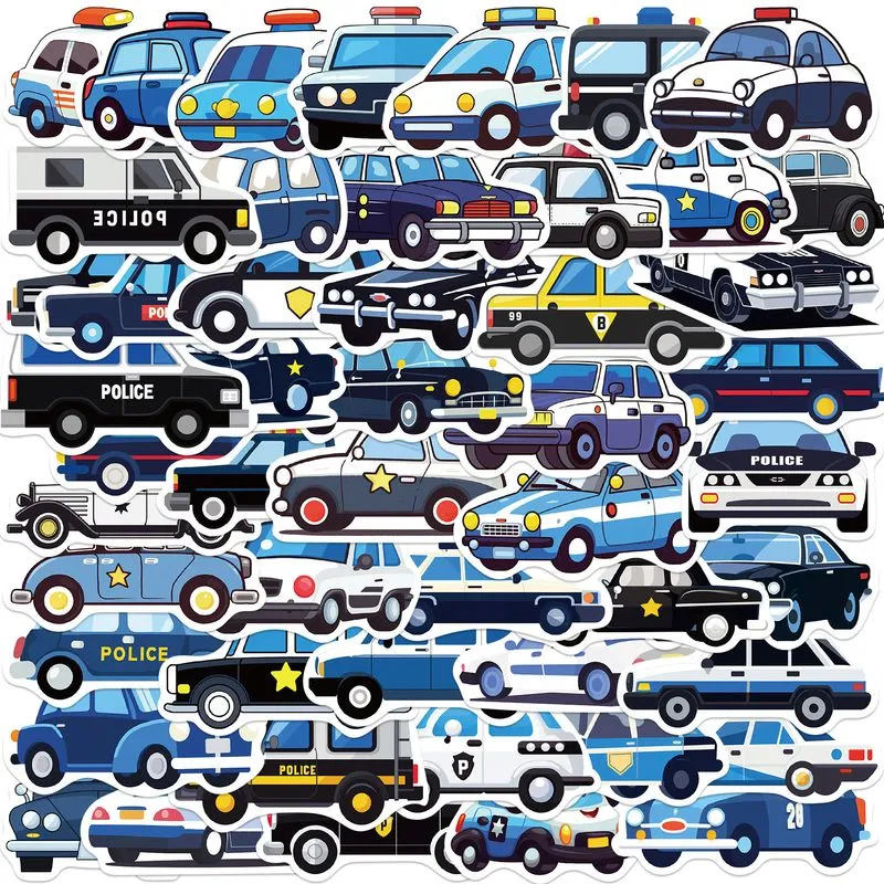 Adesivos Polices Cars Vinil Impermeável Anime 50 Unidades/lote