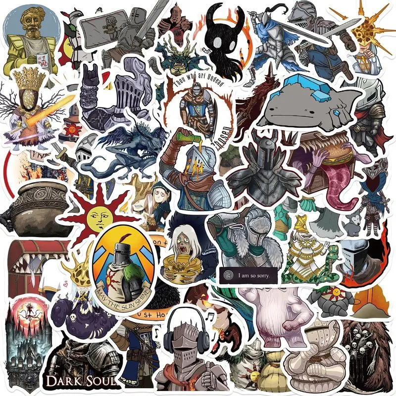 Adesivos Dark Souls, Vinil Impermeável, Anime, 50 Unidades