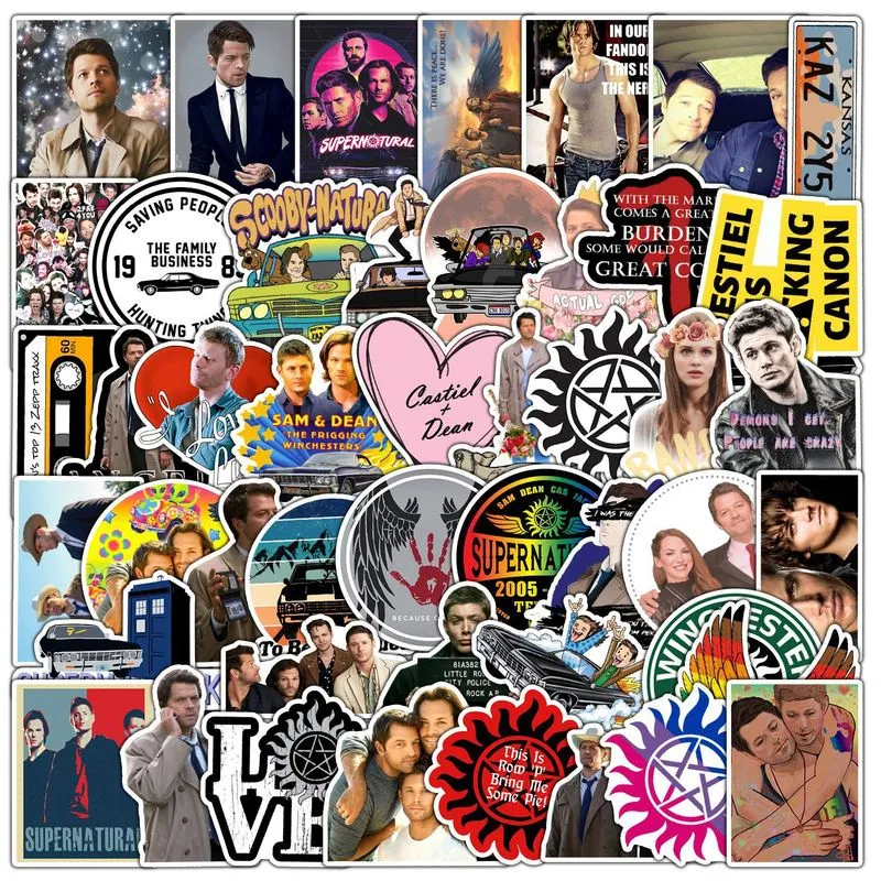 Adesivos Supernaturals, Anime, Vinil Impermeável, 50 Unidades