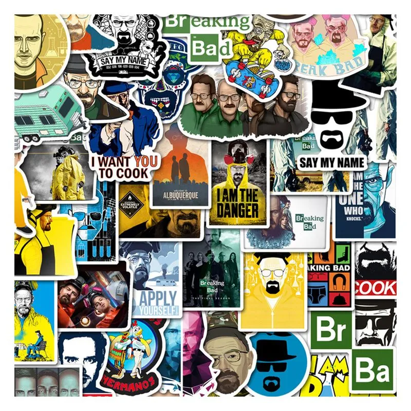 Adesivos Breakings Bads, Vinil Impermeável, Anime, 50 Unidades/lote
