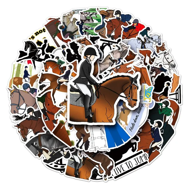Adesivos Equestrians Sports Em Vinil Impermeável 50 Unidades/lote