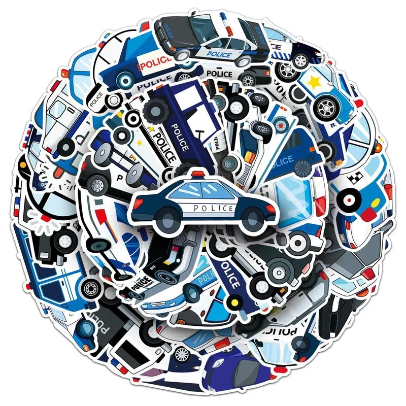 Adesivos Polices Cars Vinil Impermeável Anime 50 Unidades/lote