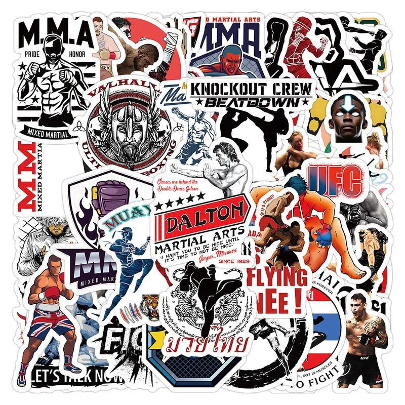 Adesivos De Artes Marciais Mistas, Vinil Impermeável, 52 Unidades