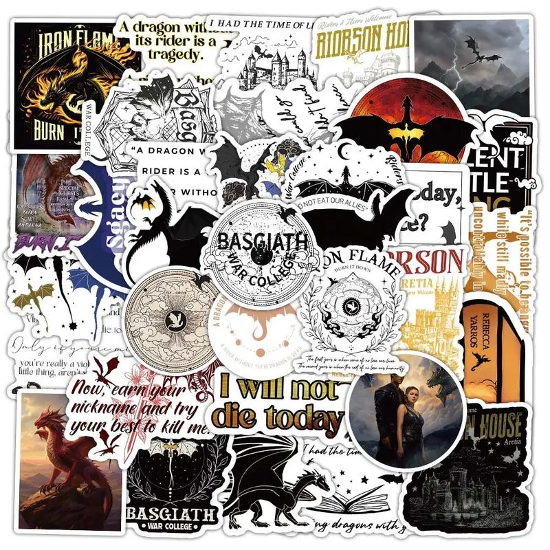 Adesivos Fourths Wings, Vinil Impermeável, Anime, 50 Unidades/lote