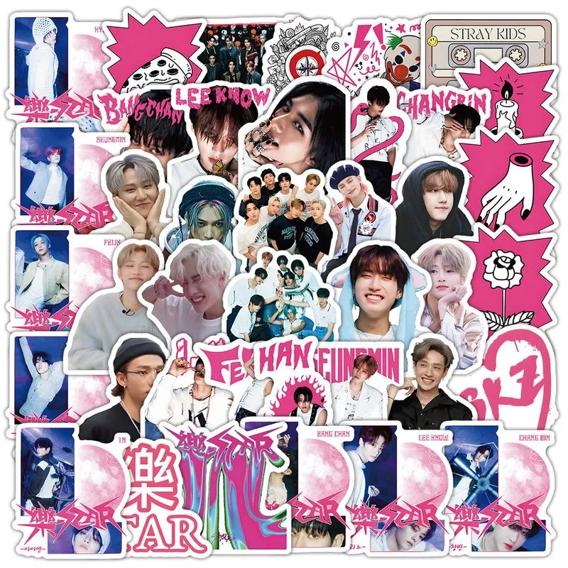 Adesivos Stray Kids, Vinil Impermeável, Anime, 50 Unidades