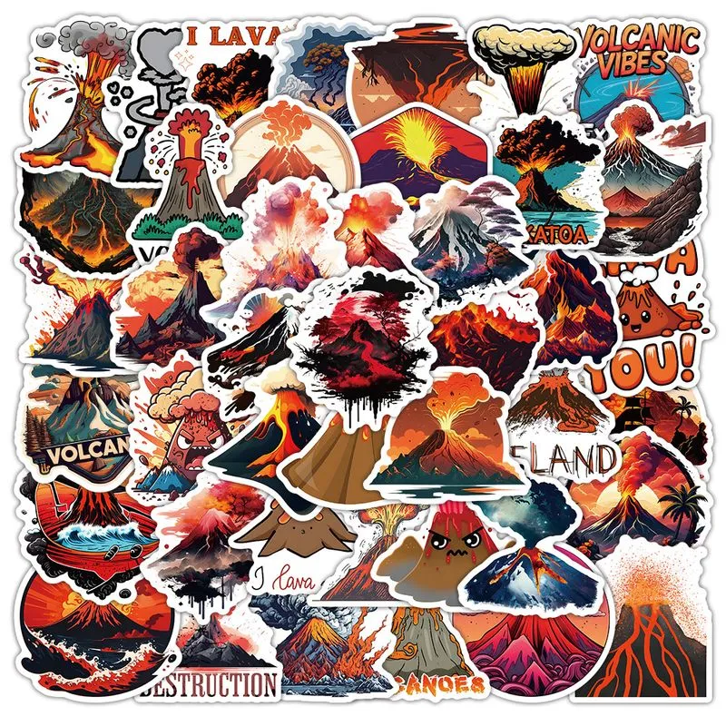 Adesivos Volcanos Eruptions Em Vinil Impermeável Anime X50