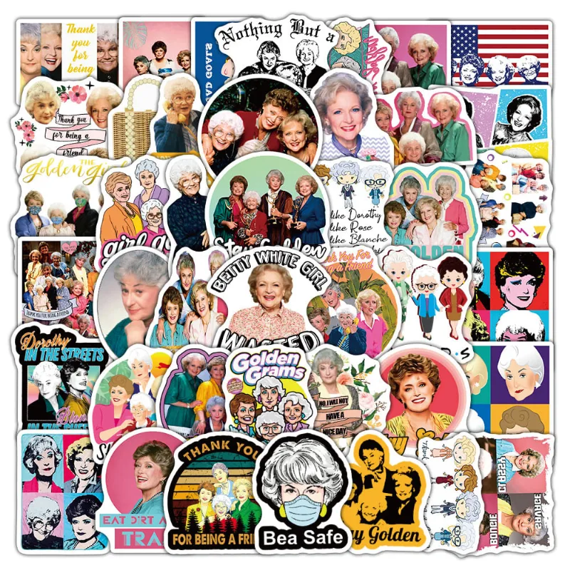 Adesivos Golden Girls, Vinil Impermeável, Anime, 50 Unidades