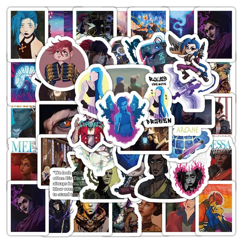 Adesivos De Vinil Impermeável Arcanes Anime 50 Unidades/lote D 5-7 Cm