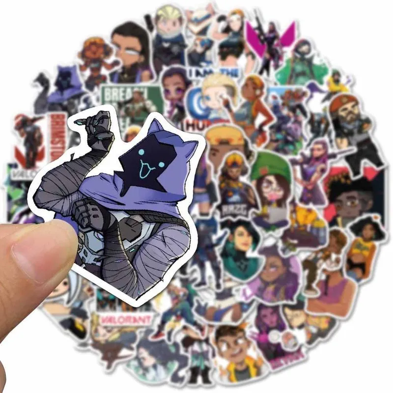 Adesivos Valorants, Vinil Impermeável, Anime, 50 Unidades/lote