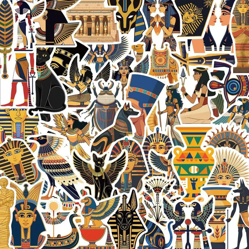 Adesivos Ancients Egyptians, Vinil Impermeável, Anime, 50 Unidades