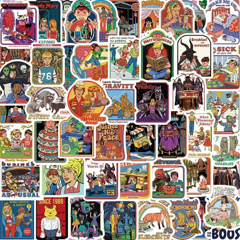 Adesivos Retros Ghosts, Vinil Impermeável, Anime, 60 Unidades/lote