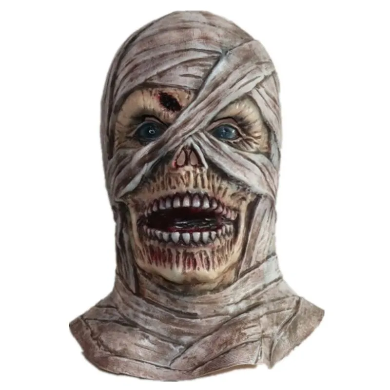 Halloween Cosplay Horror Mummy Mask, Capacete De Látex Para Adultos