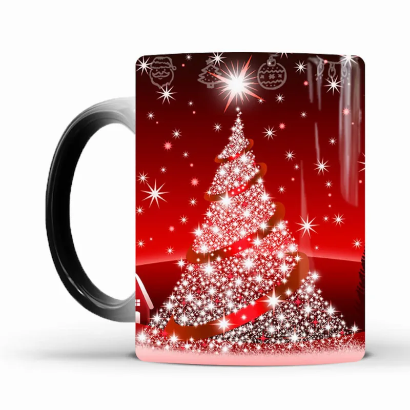 Caneca De Café Cerâmica Que Muda A Cor Da Árvore De Natal 330g
