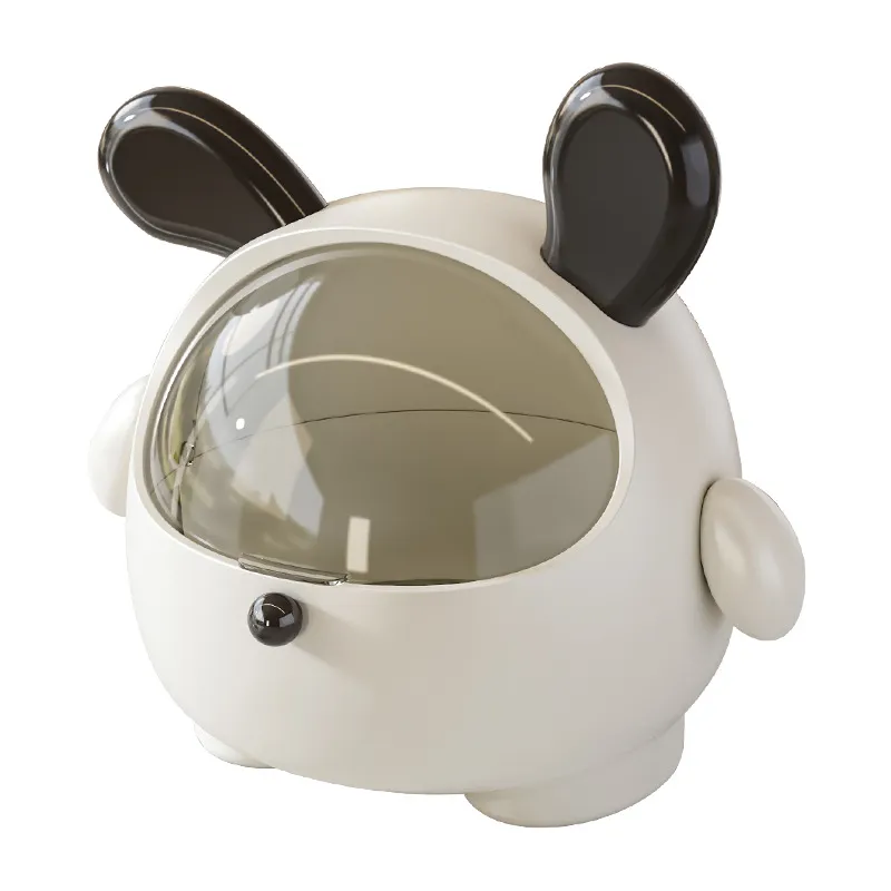 Lata De Lixo Cute Rabbit Ears Desktop Mini Cream White Plastic