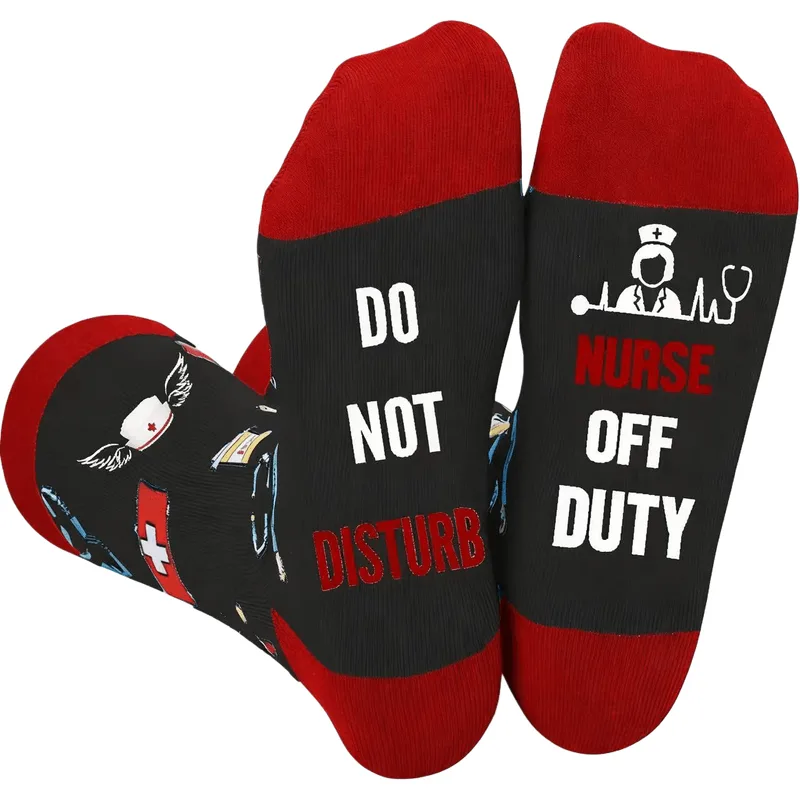 Meias Redondas Funny Nurse Off Duty Para Adultos: Algodão