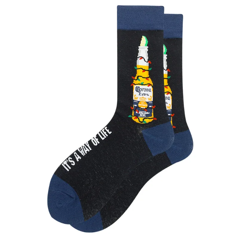 Estampa De Garrafa De Cerveja Crew Socks Cotton Novelty, 5 Pares