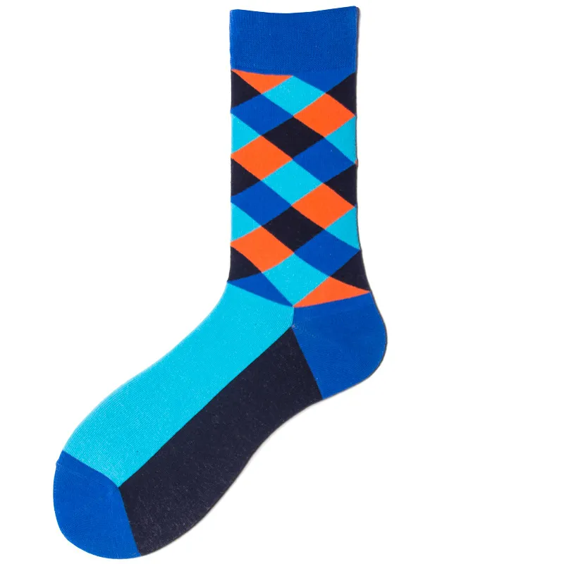 Conjunto De Meias Cotton Crew Argyle E Color-block Pattern, 5 Pares