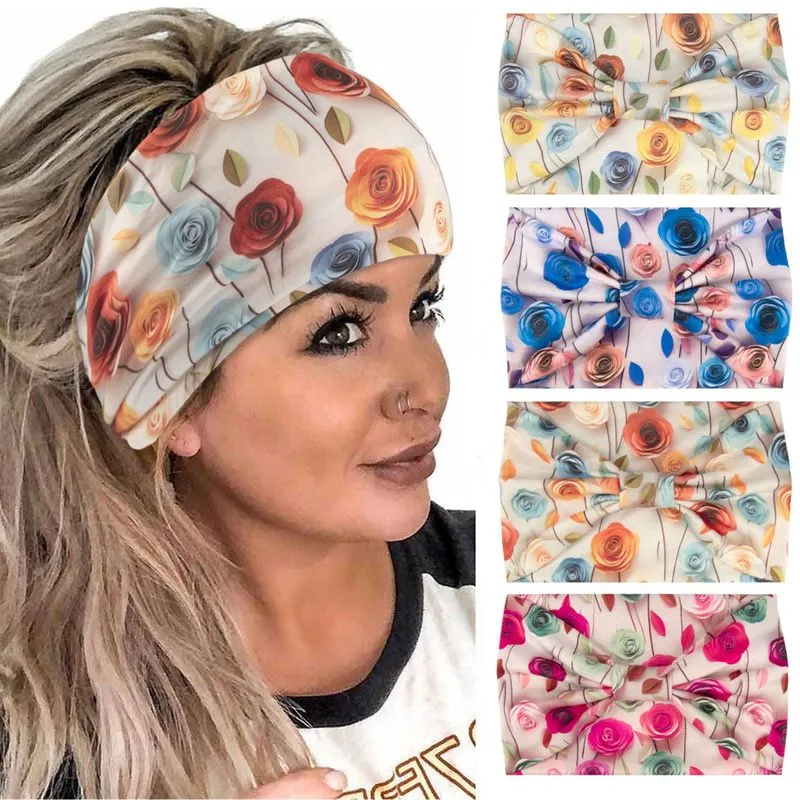 Conjunto De Bandanas Florais Elásticas Para Mulheres, 4 Peças