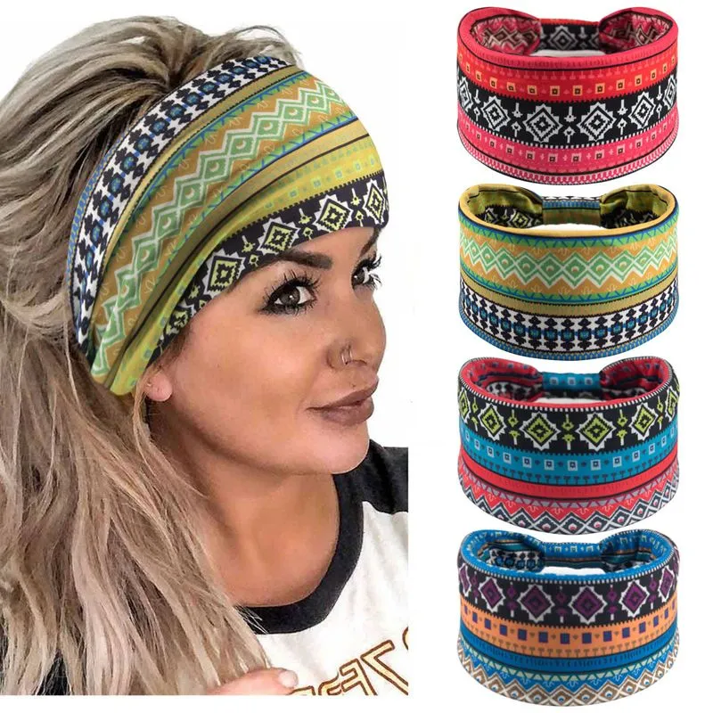 Bandanas Boho Wide Elastic Estampadas Para Mulheres, 4 Unidades