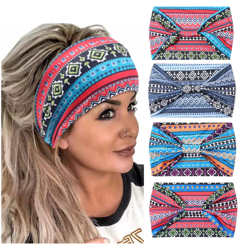 Tiaras De Ioga, Pacote Com 4 Faixas, Estampadas Em Estilo Boho, Amplas E Elásticas (m
