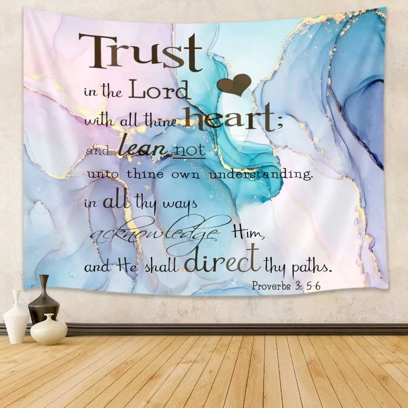 Tapeçaria Para Pendurar Na Parede Trust In The Lord 100x150cm Poliéster