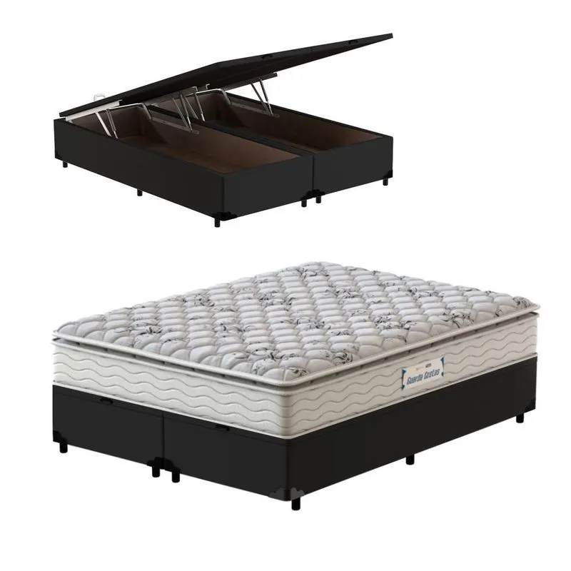 Cama com Baú Super King Probel ProEvidence Plus Espuma D33 Madeira Preta