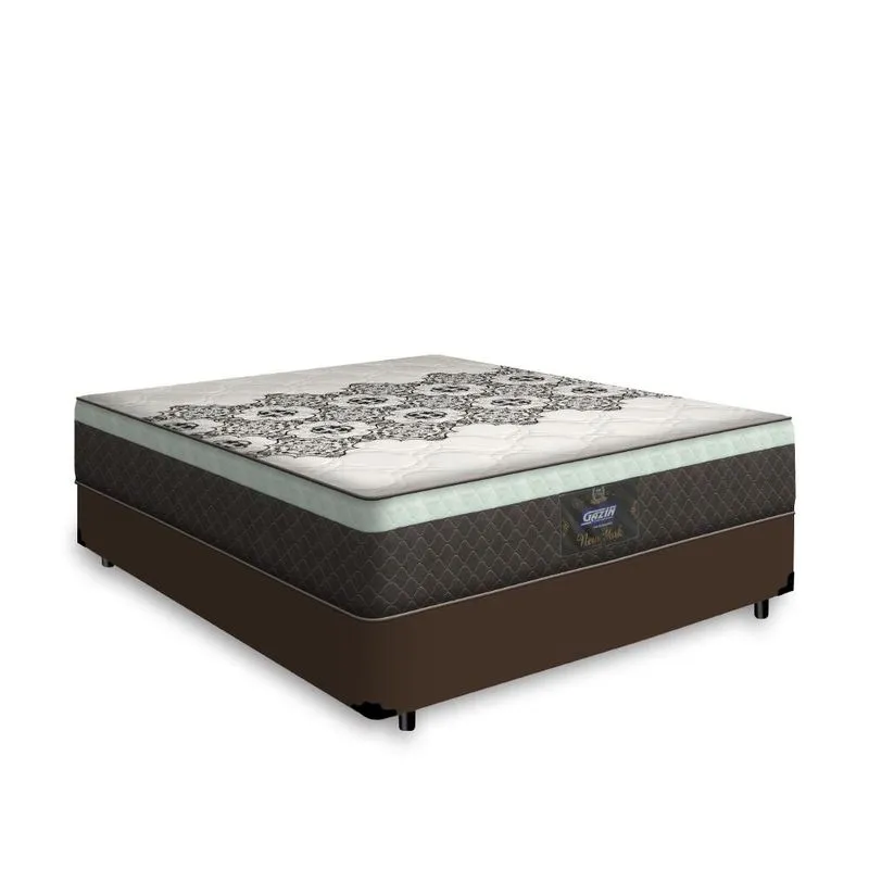 Cama Box Casal Marrom + Colchão De Molas Ensacadas - Gazin - New York 138x188x51cm