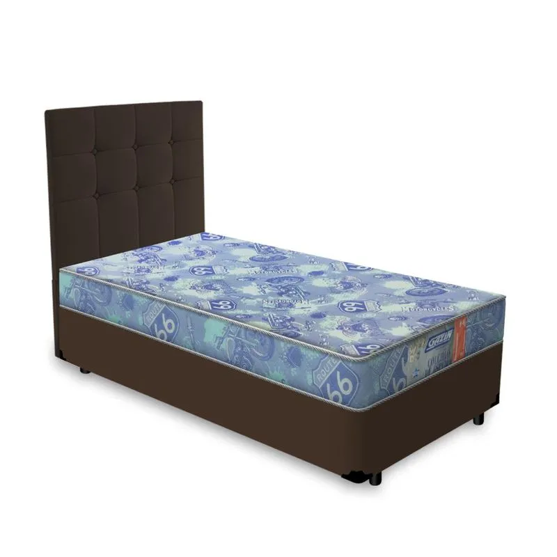 Cama Box + Cabeceira Cassis Marrom e Colchão de Espuma D20 Solteiro - Gazin - Supreme 88cm