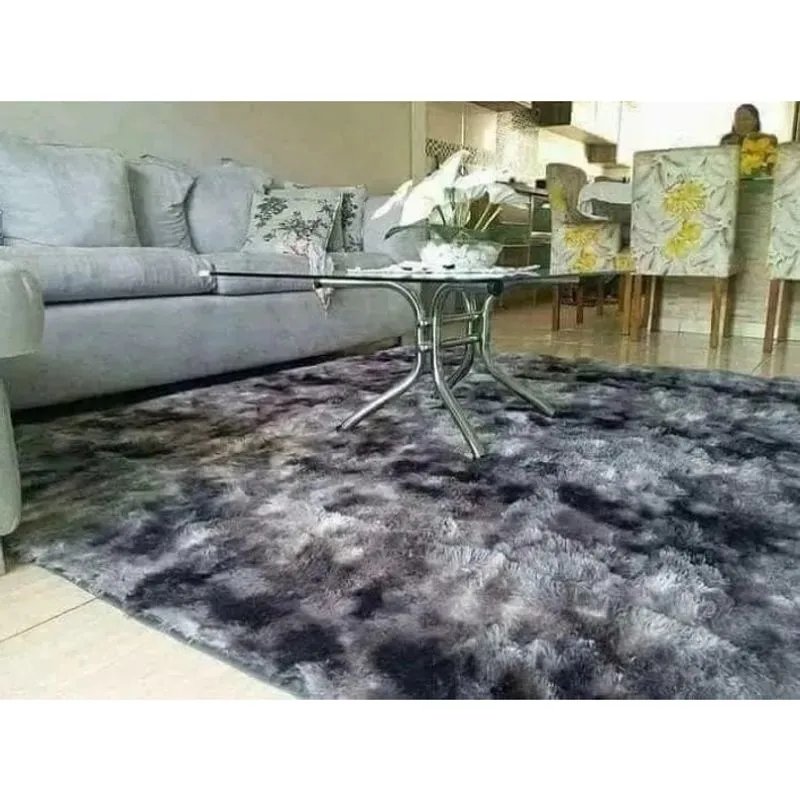Tapete Grande Felpudo Peludo Para Sala Quarto 2,50 x 2,00 Metros Cinza Mesclado