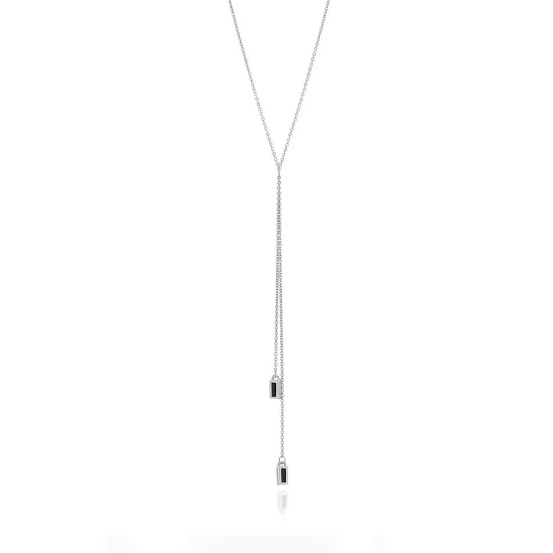 Gargantilha Gravata Com Cristais Folheado A Rhodium