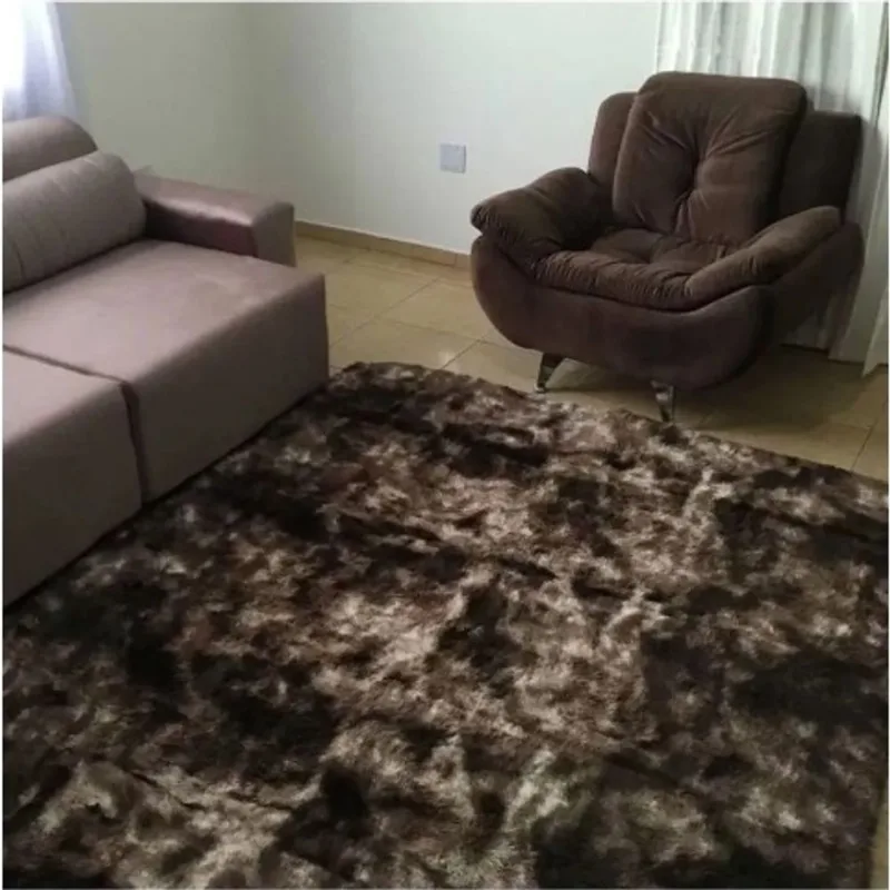 Passadeira Tapete Macia Felpuda Para Quarto Closet Sala 1,50 x 1,00 Tabaco Mesclado