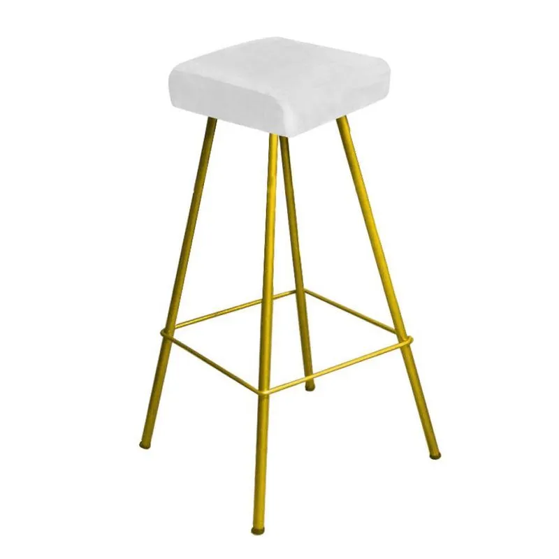 Kit 08 Banqueta Alta Lira Ferro Dourado Suede Branco