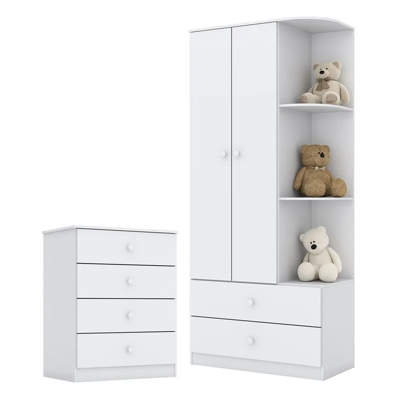 Guarda Roupa I117 E Cômoda I714 Infantil Labirinto Branco Henn
