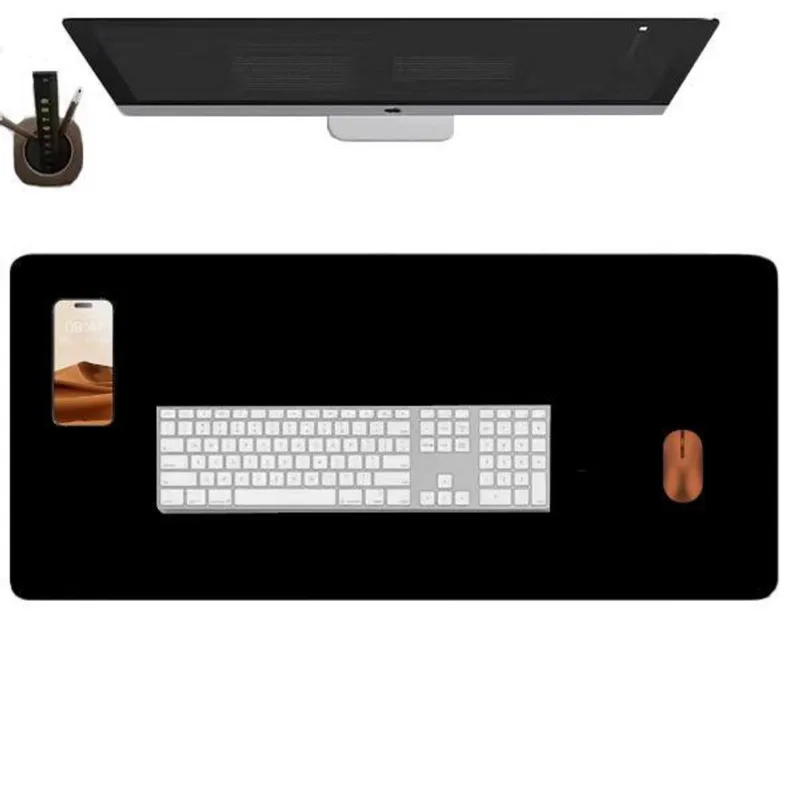 Deskpad Gamer Em Couro 100X30Cm + Porta Copo
