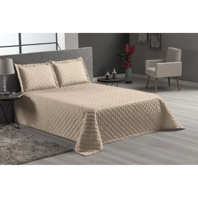 Jogo De Cama Bege 4 Peças Luxo Casal Padrão Veneza