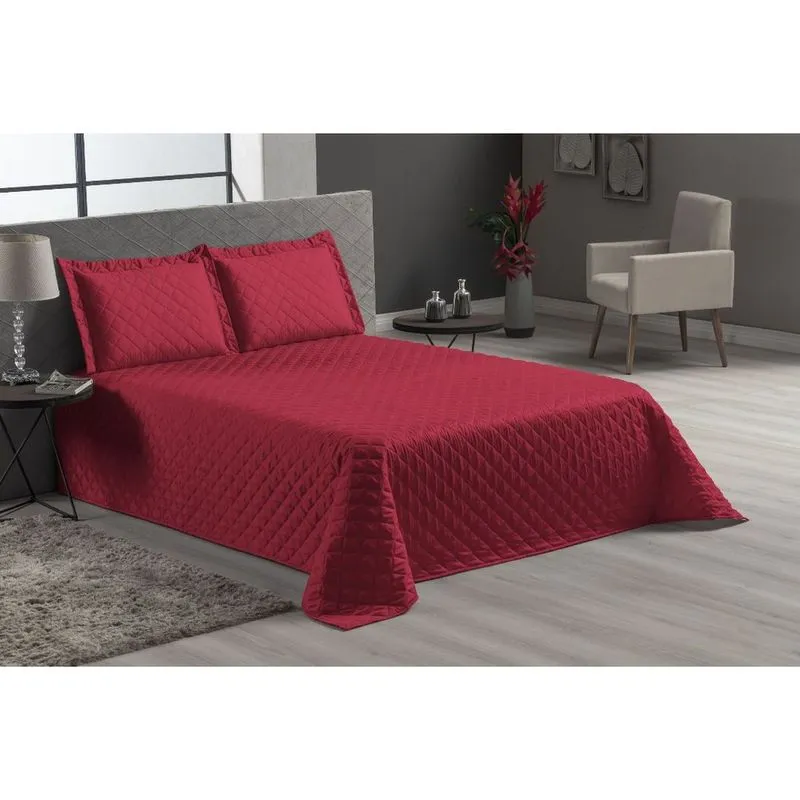 JOGO DE CAMA COBRE LEITO E FRONHAS VERMELHA CASAL QUEEN