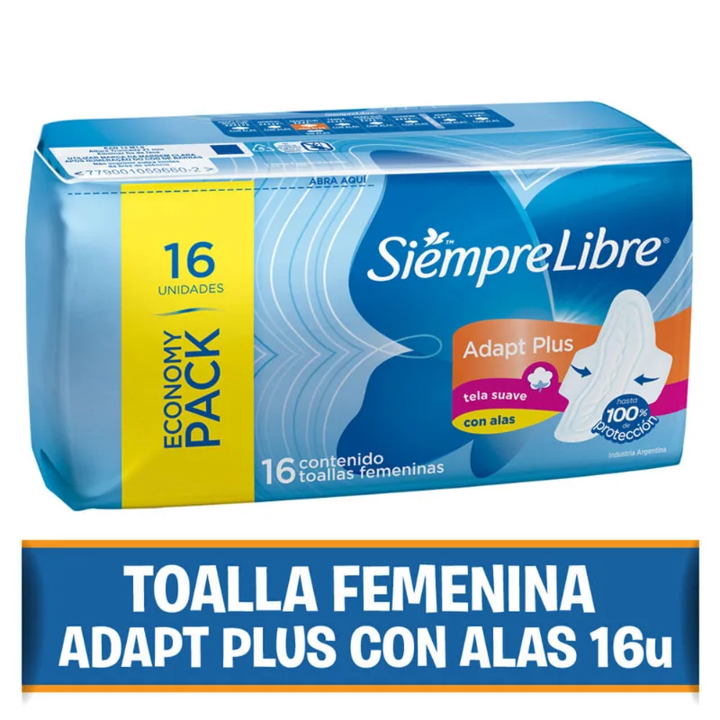 Toallitas Siempre Libre Adapt suave con alas 16 u.