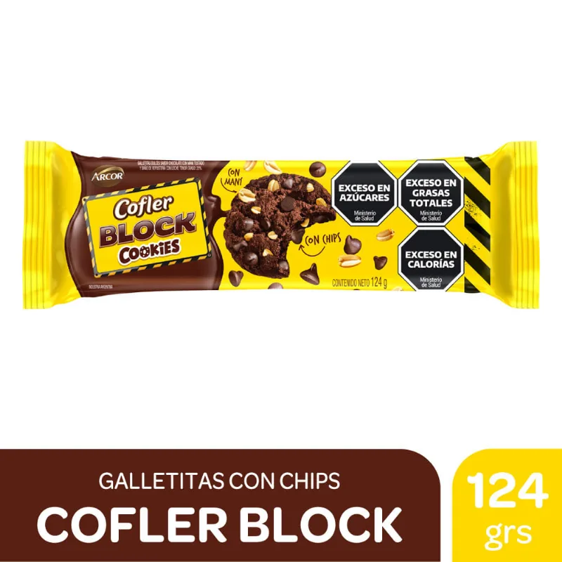Galletitas Sabor Chocolate con Maní y Chips 124 Grs Cofler