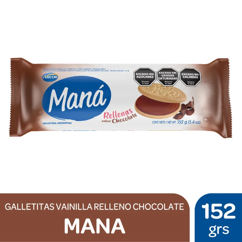 Galletitas Rellenas Sabor Vainilla y Chocolate 152 Grs Mana