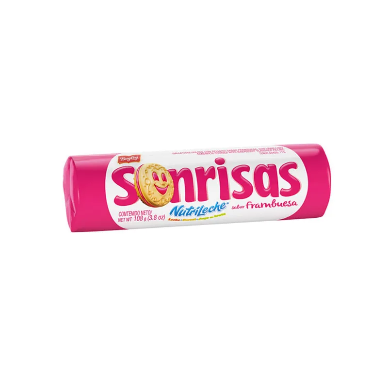 Galletitas Rellenas y Bañadas Sabor Frambuesa 108 Grs Sonrisas