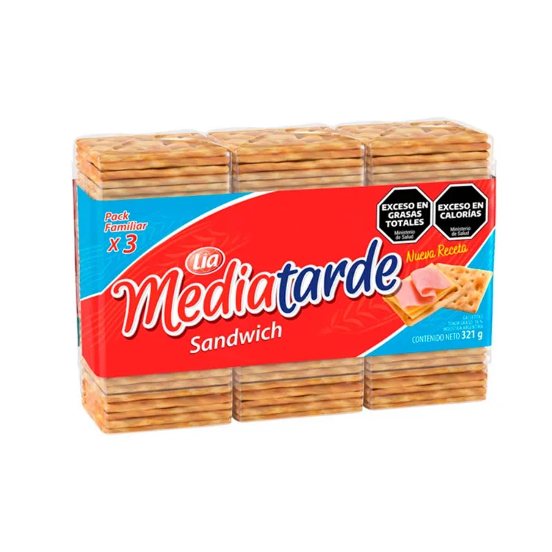 Galletitas de Agua Clásica 321 Grs x 3 Un Media Tarde Galletitas Media Tarde Sandwich X321gr