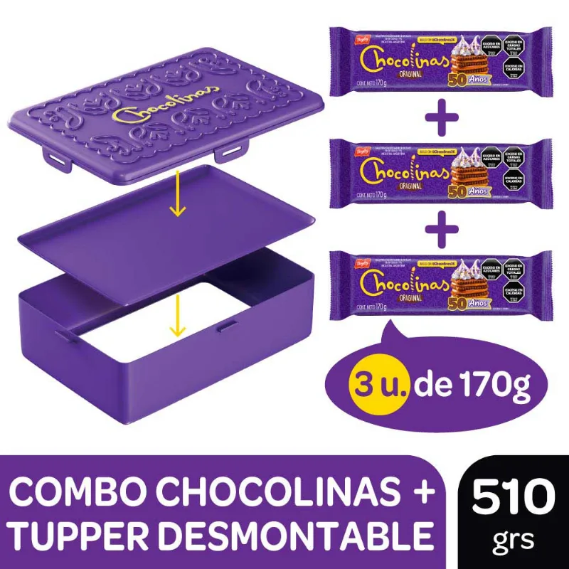 Galletitas Sabor Chocolate x 3 Un 510 Grs Chocolinas