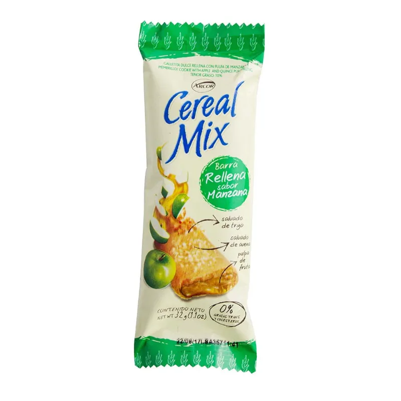 Barra Arcor Cereal Mix Rellena Manzana 32 Gr