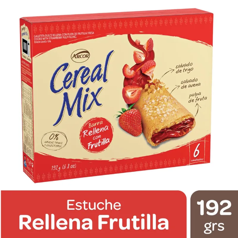 Barra Arcor Cereal Mix Rellenas Frutillas 6 U
