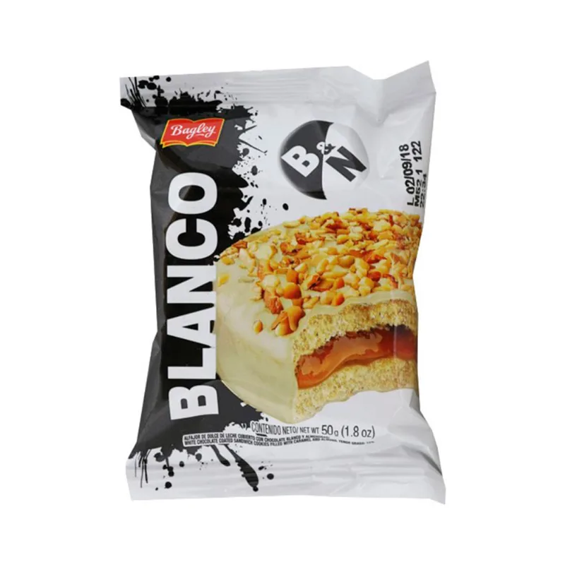 Alfajores Blancos Con Dulce De Leche Bagley 50 Gr