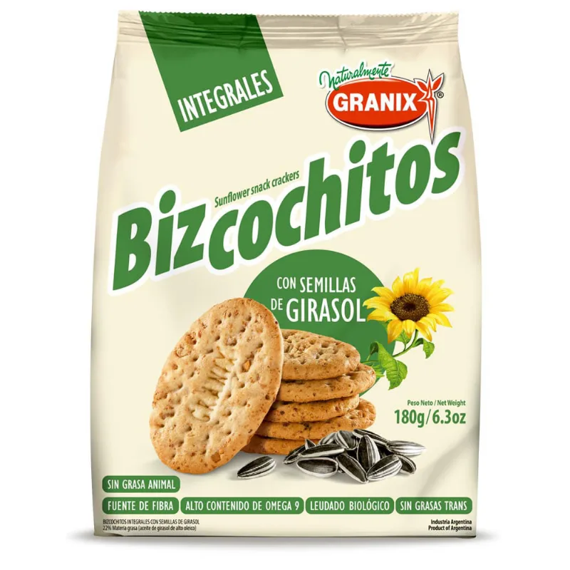 Bizcochos Integrales Con Semillas De Girasol Granix 180 Gr
