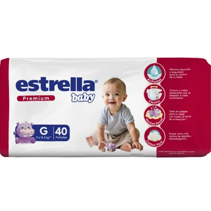 Pañal Estrella Baby talle G Premium hiperpack 40 uni