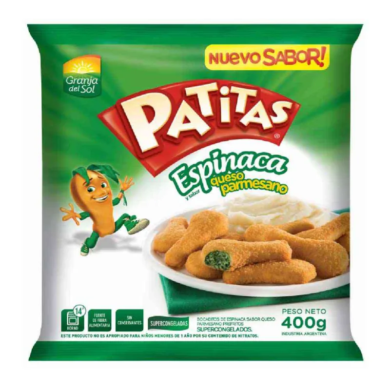 Patitas Granja Del Sol De Vegetales Con Espinaca Bolsa X 400 Gr