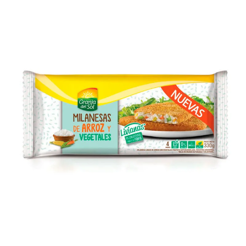 Milanesa De Arroz Y Vegetales Granja Del Sol X4 U X 330 Gr