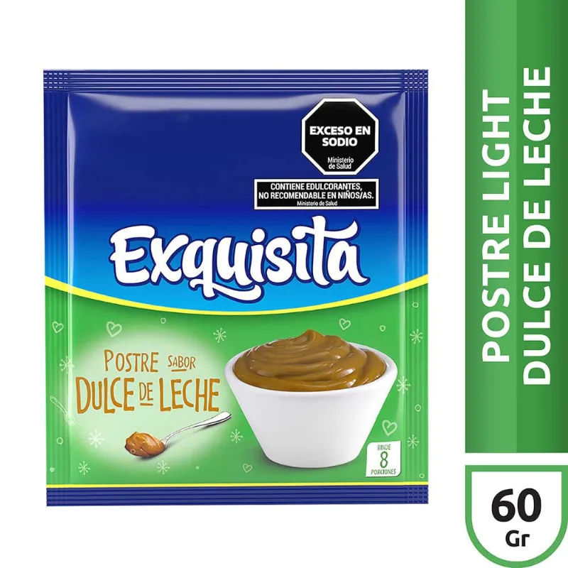 Postre Light Sabor Dulce de Leche 60 Grs Exquisita